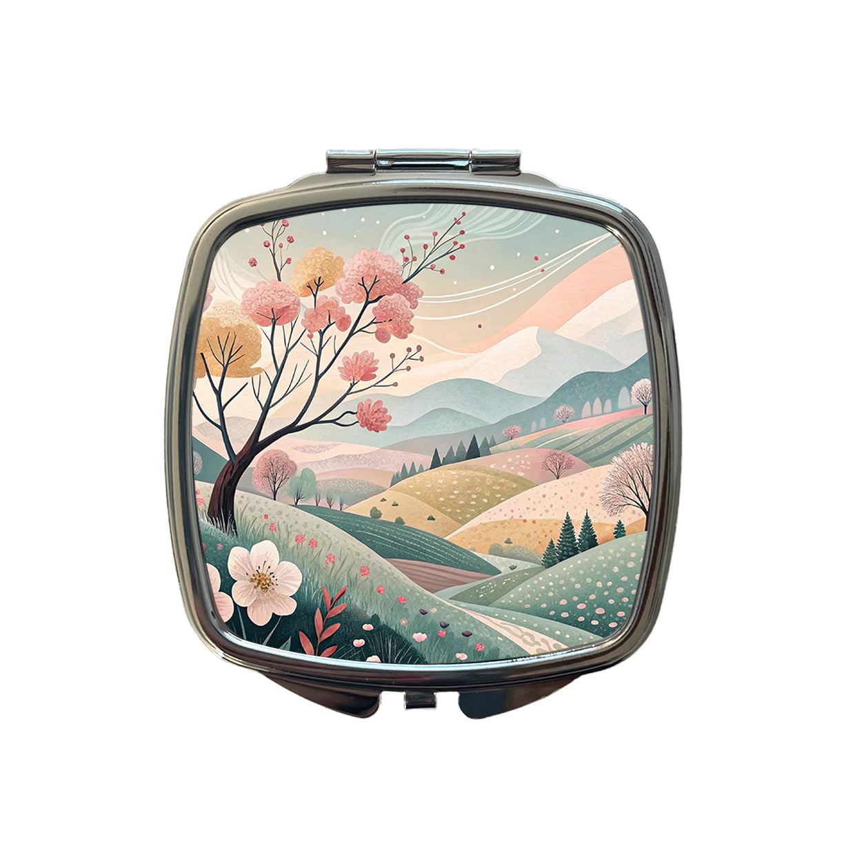 Abstract Spring Landscape Small Travel Purse Handbag Pocket Makeup Compact Mirror