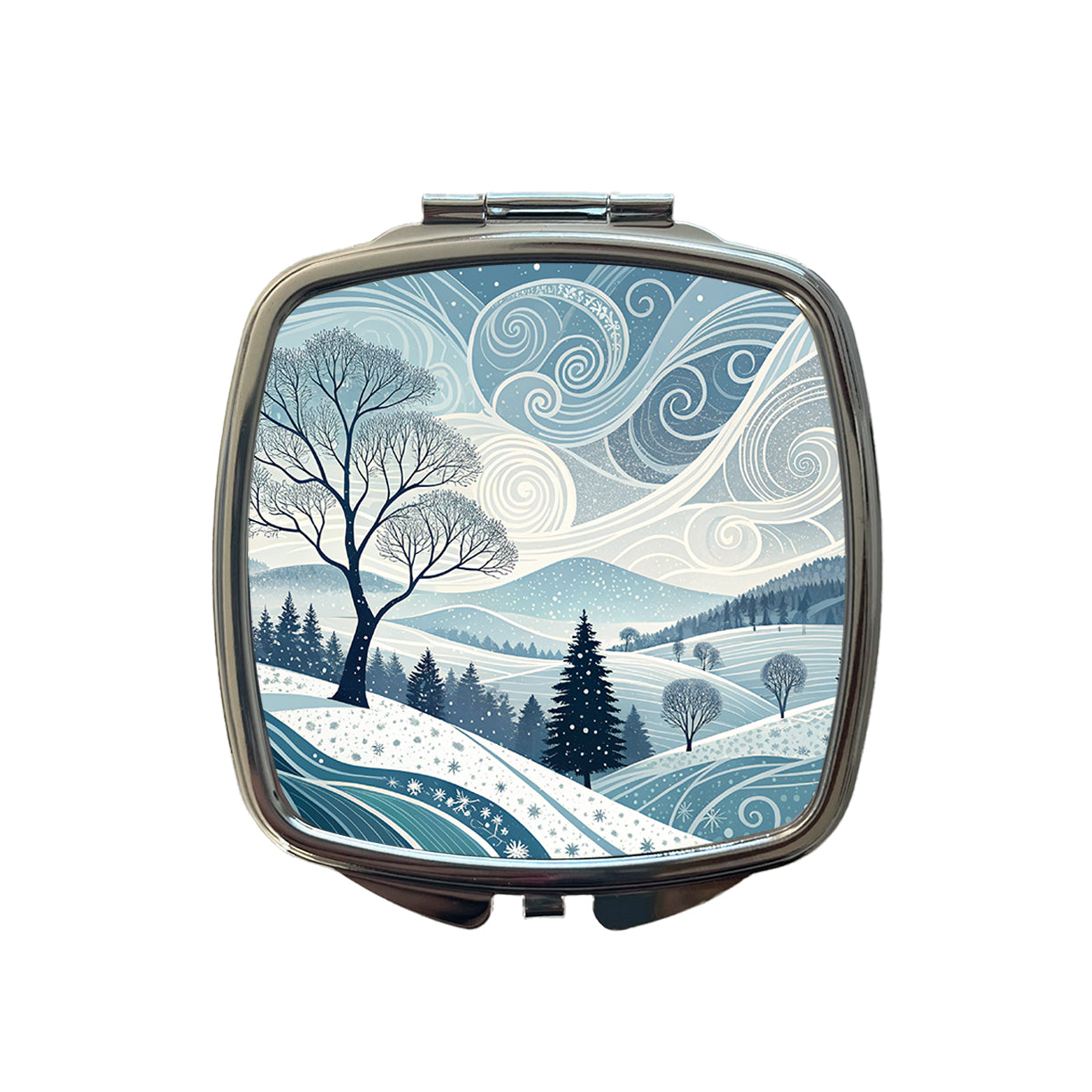 Abstract Winter Landscape Small Travel Purse Handbag Pocket Makeup Compact Mirror