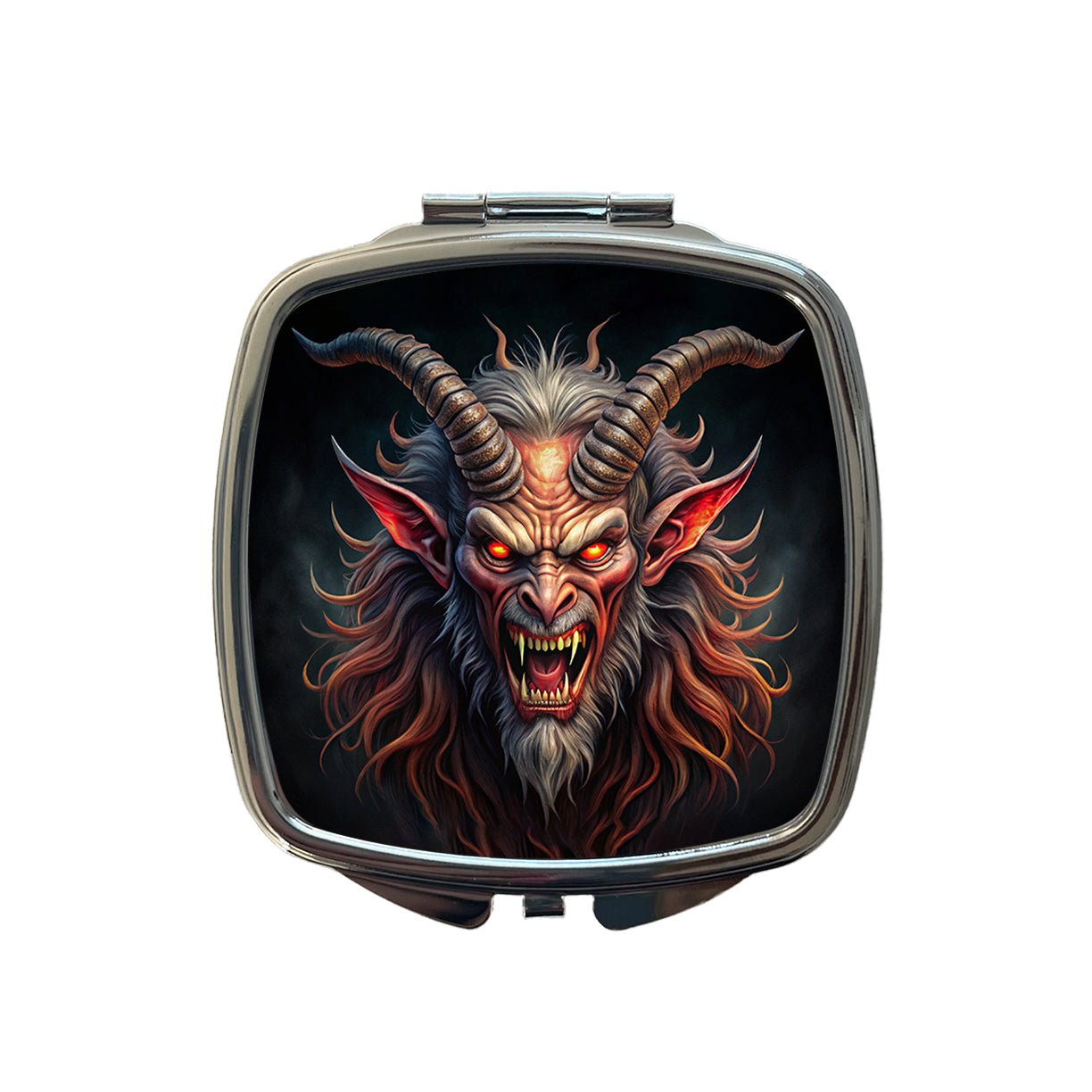 Angry Krampus Christmas Watercolor Small Travel Purse Handbag Pocket Makeup Compact Mirror