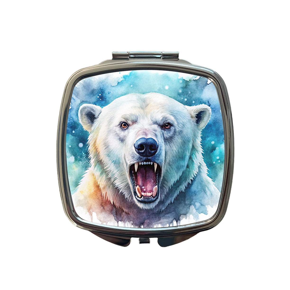 Angry Polar Bear Watercolor Small Travel Purse Handbag Pocket Makeup Compact Mirror