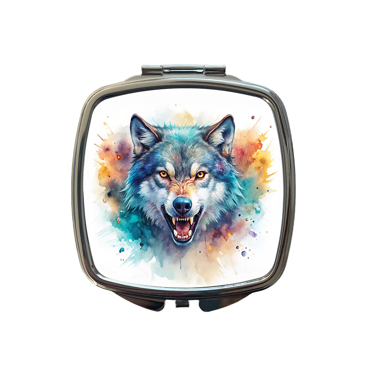Angry Wolf Watercolor Small Travel Purse Handbag Pocket Makeup Compact Mirror