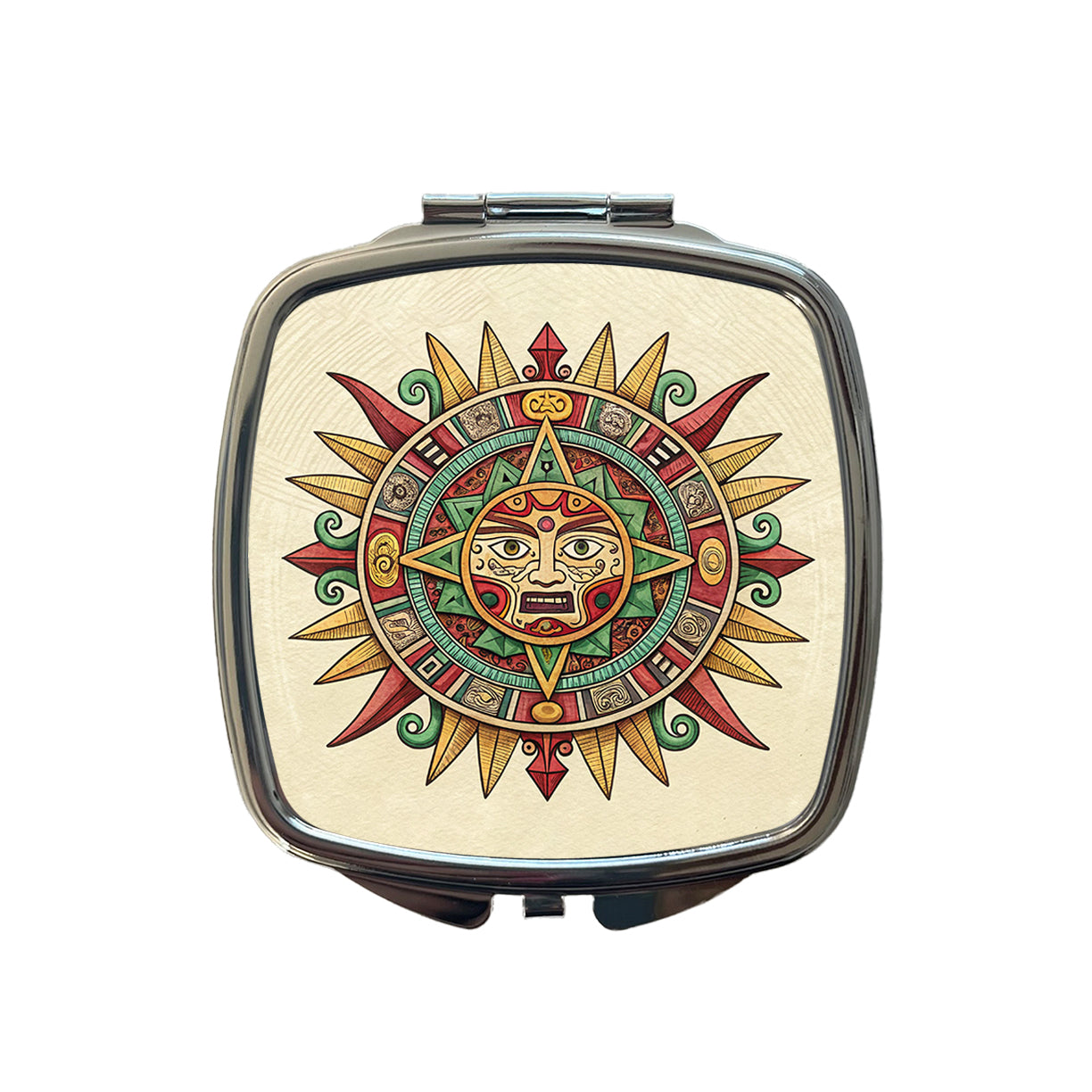 Aztec Sun God Symbol Small Travel Purse Handbag Pocket Makeup Compact Mirror