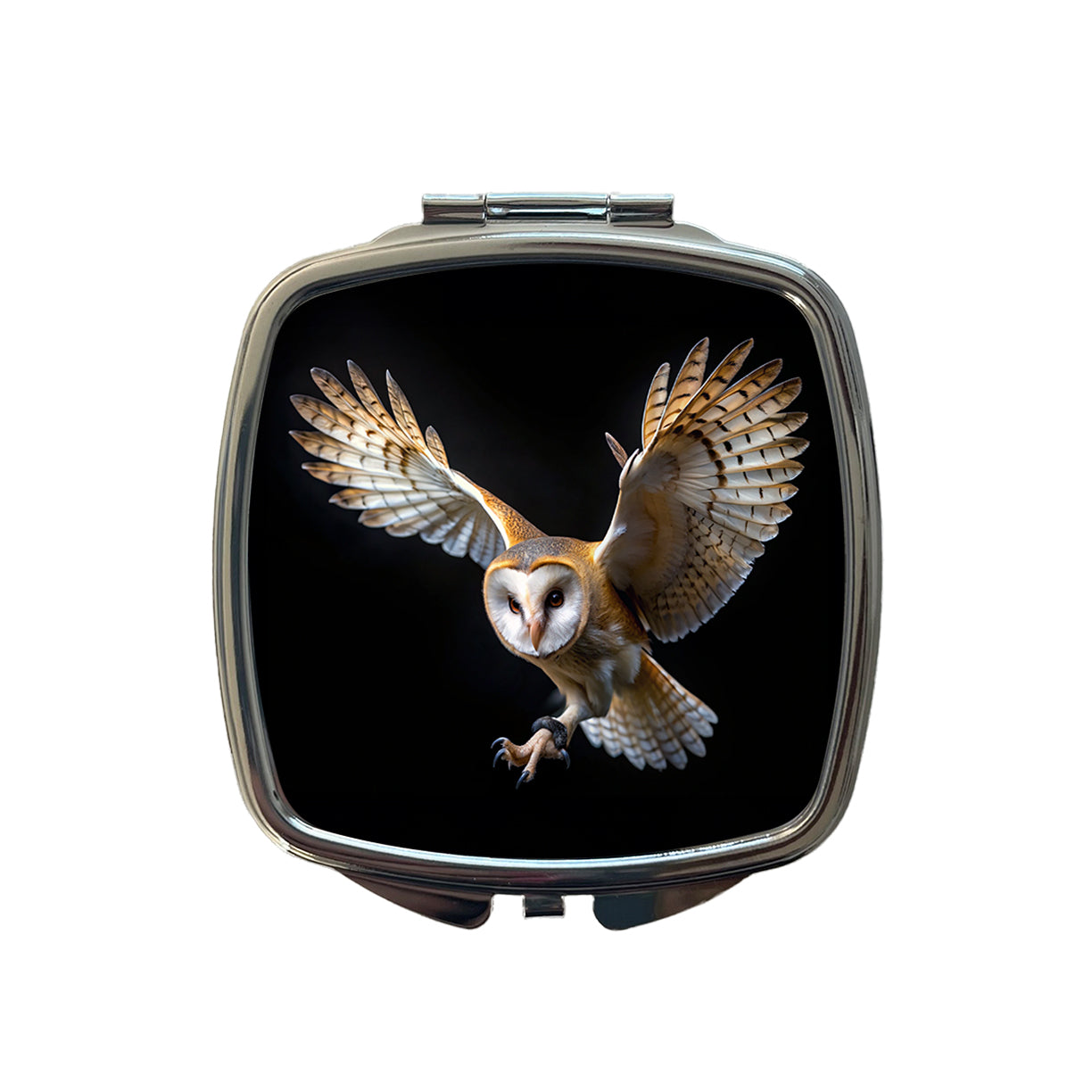 Barn Owl Flying Raptor Bird Of Prey Small Travel Purse Handbag Pocket Makeup Compact Mirror