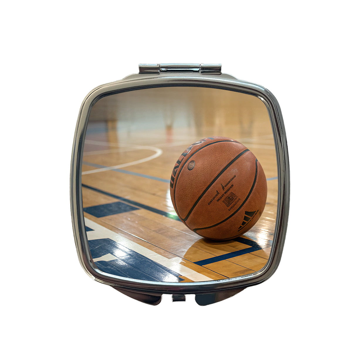 Basketball on Court Small Travel Purse Handbag Pocket Makeup Compact Mirror