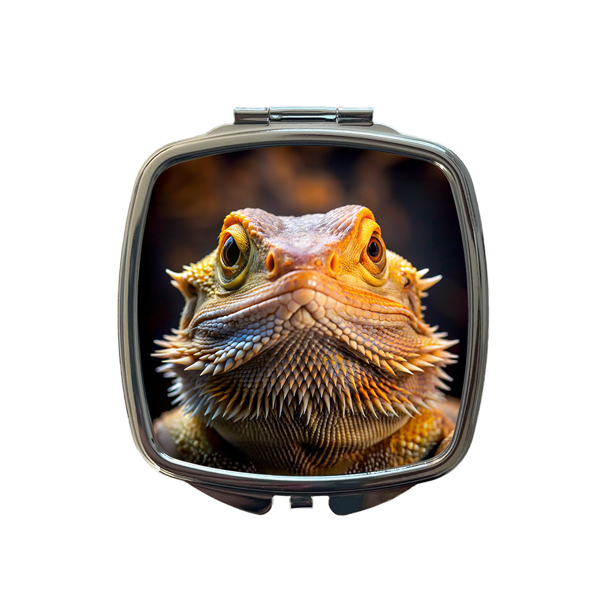 Bearded Dragon Lizard Reptile Face Small Travel Purse Handbag Pocket Makeup Compact Mirror