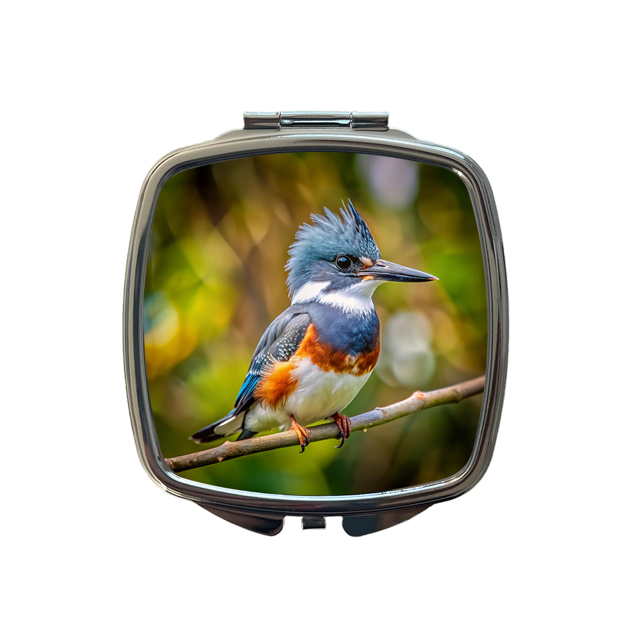 Belted Kingfisher Backyard Bird Small Travel Purse Handbag Pocket Makeup Compact Mirror