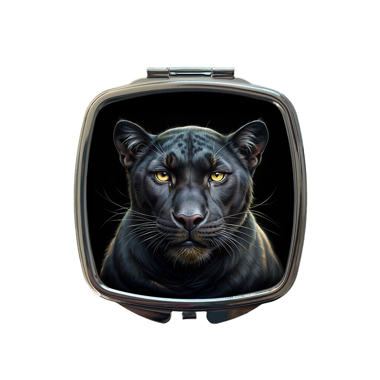 Black Panther Face Art Small Travel Purse Handbag Pocket Makeup Compact Mirror
