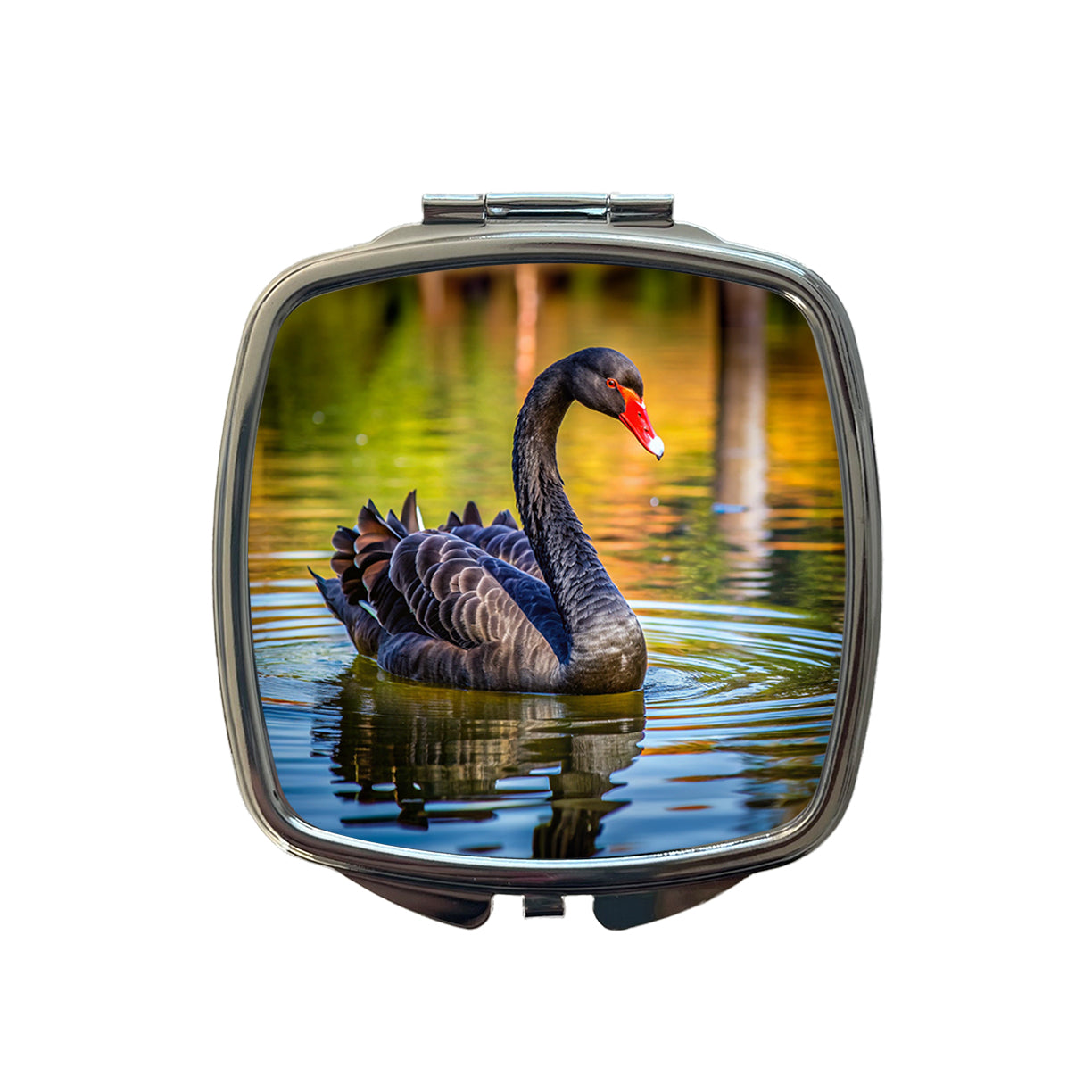 Black Swan Small Travel Purse Handbag Pocket Makeup Compact Mirror