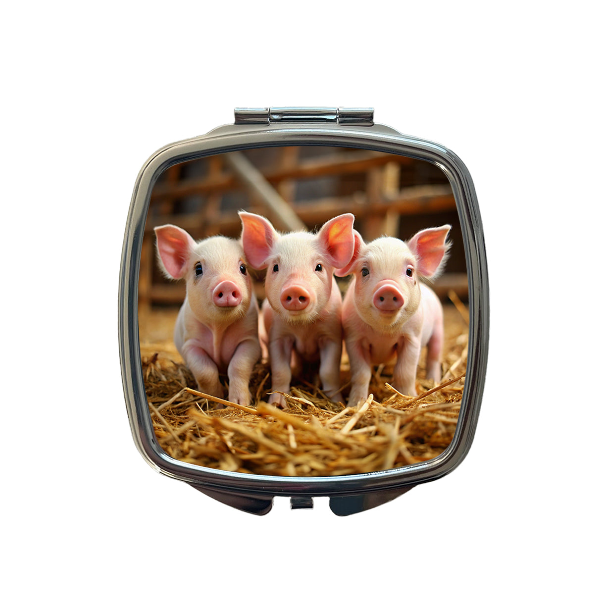 Bunch of Pink Baby Pigs Small Travel Purse Handbag Pocket Makeup Compact Mirror