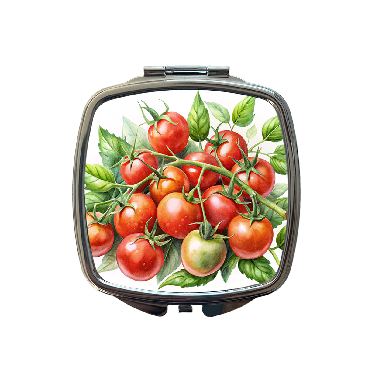 Cherry Tomatoes On The Vine Watercolor Small Travel Purse Handbag Pocket Makeup Compact Mirror