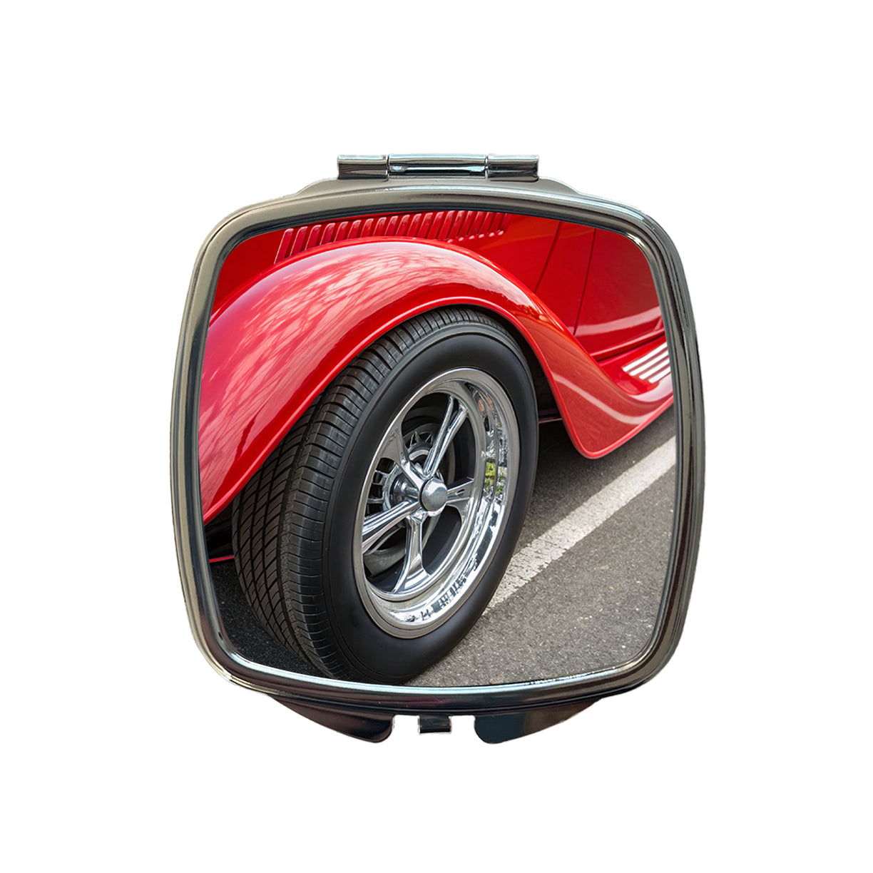 Classic Red Hot Rod Car Small Travel Purse Handbag Pocket Makeup Compact Mirror