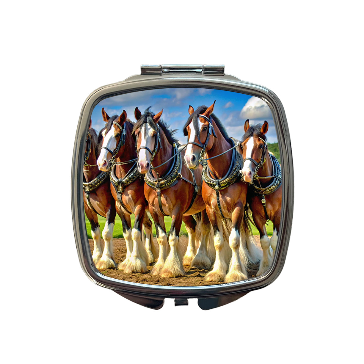 Clydesdale Horses Small Travel Purse Handbag Pocket Makeup Compact Mirror