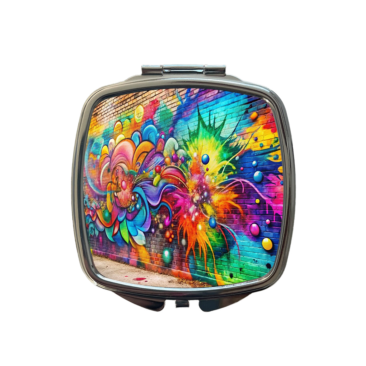 Colorful Graffiti On City Wall Small Travel Purse Handbag Pocket Makeup Compact Mirror