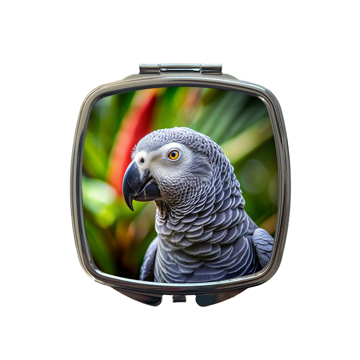 Congo African Grey Parrot Bird Small Travel Purse Handbag Pocket Makeup Compact Mirror