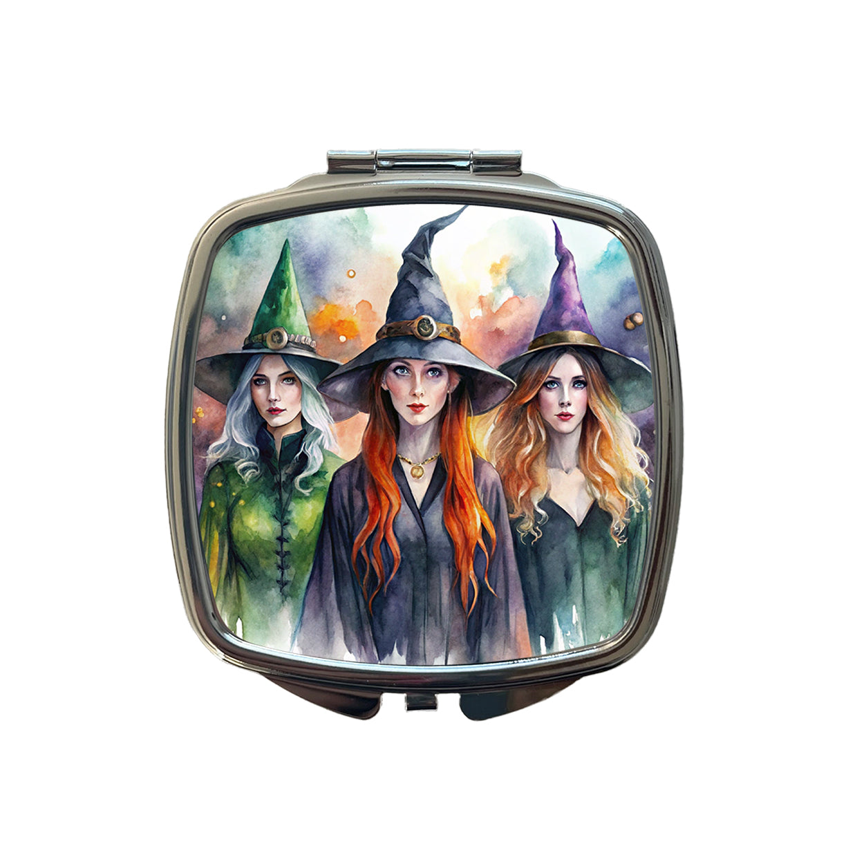 Coven Of Witches Watercolor Small Travel Purse Handbag Pocket Makeup Compact Mirror