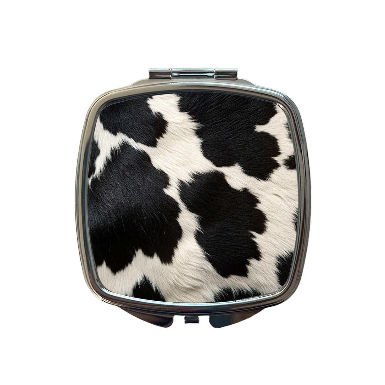 Cow Pattern Black and White Small Travel Purse Handbag Pocket Makeup Compact Mirror