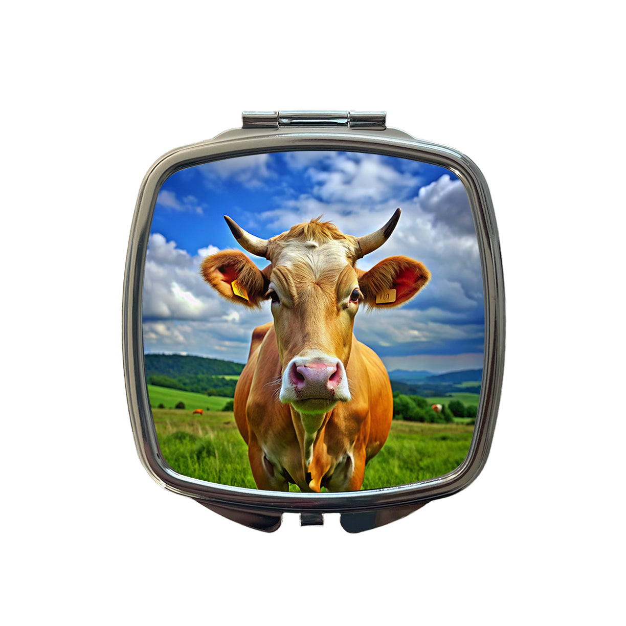 Cow Small Travel Purse Handbag Pocket Makeup Compact Mirror