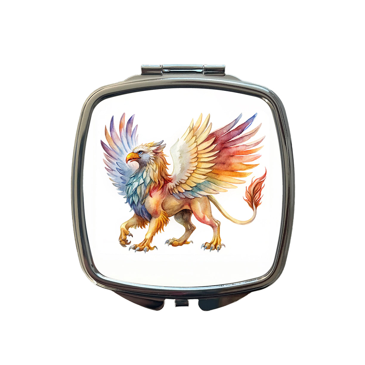 Fantasy Griffin Mythical Creature Watercolor Small Travel Purse Handbag Pocket Makeup Compact Mirror