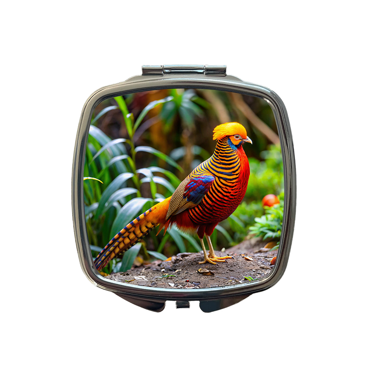 Golden Pheasant Small Travel Purse Handbag Pocket Makeup Compact Mirror