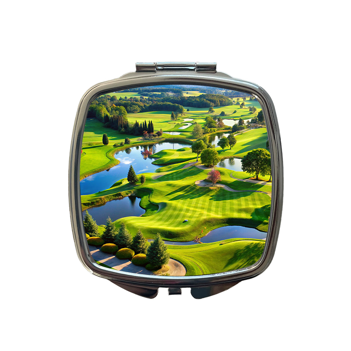Golf Course Overview Small Travel Purse Handbag Pocket Makeup Compact Mirror