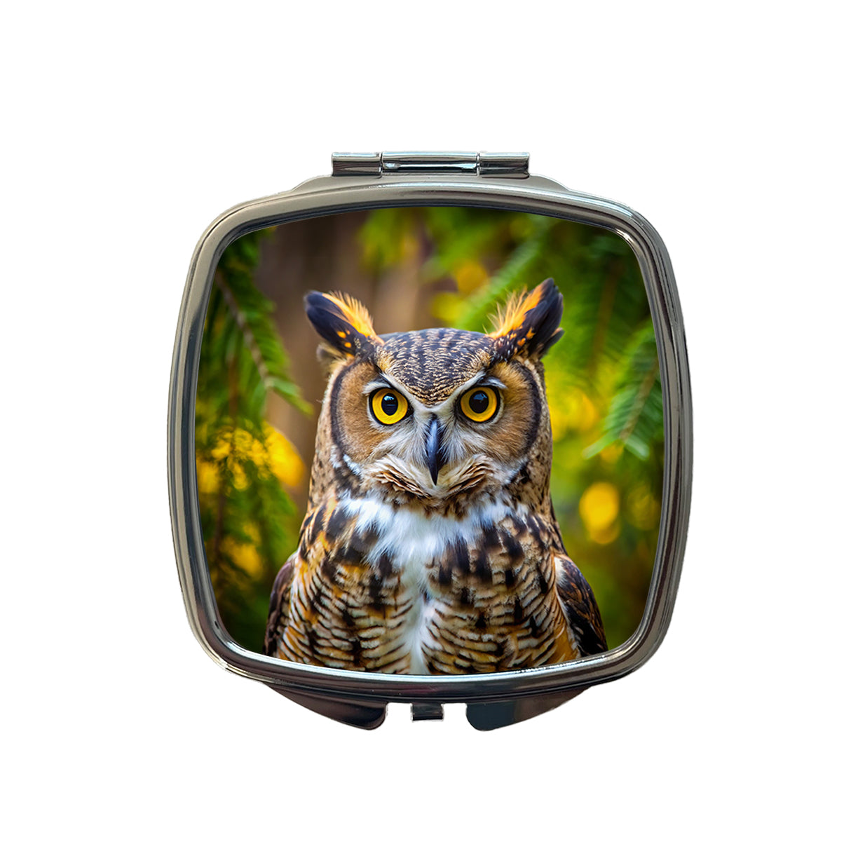 Great Horned Owl Raptor Bird Of Prey Small Travel Purse Handbag Pocket Makeup Compact Mirror