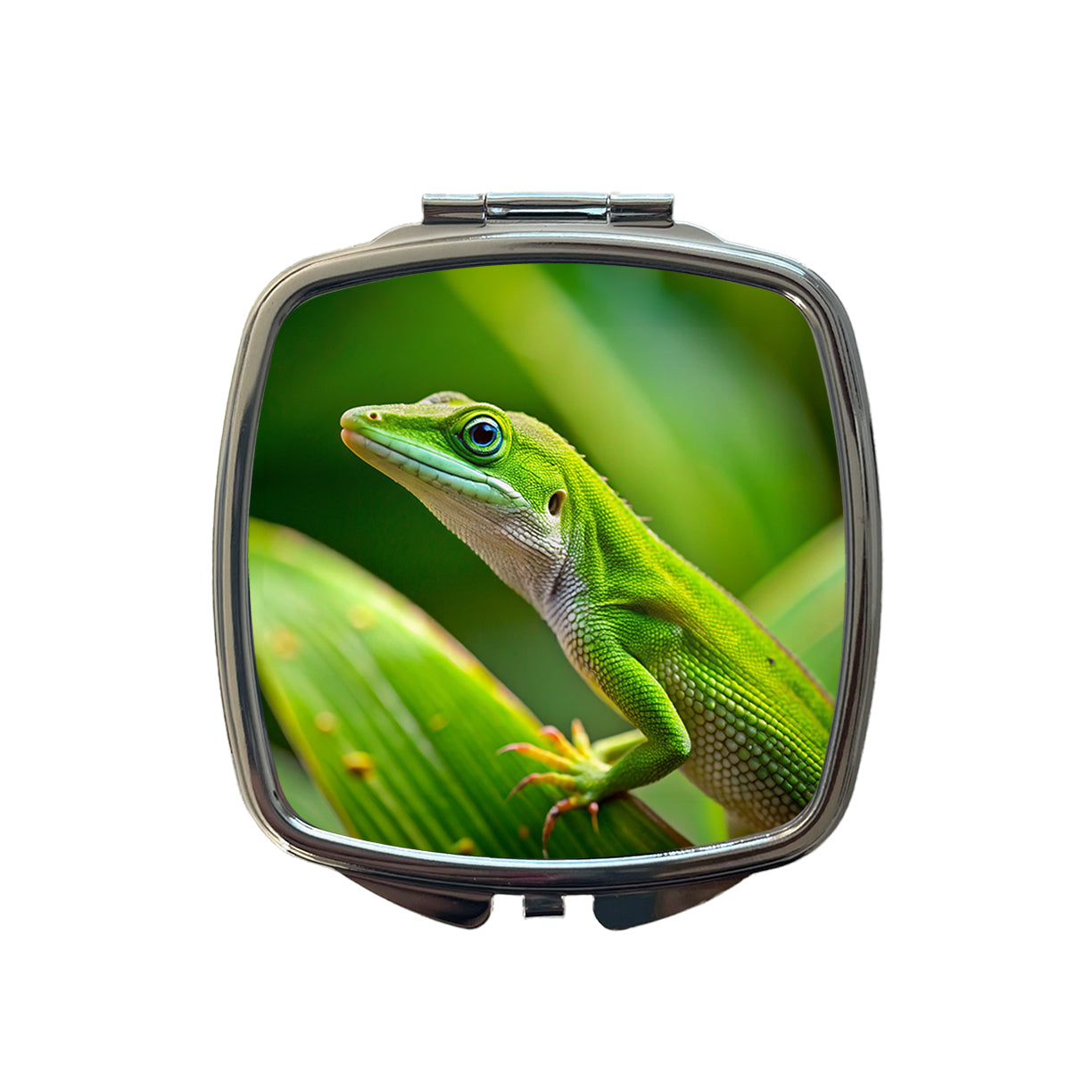 Green Anole Lizard Reptile Small Travel Purse Handbag Pocket Makeup Compact Mirror