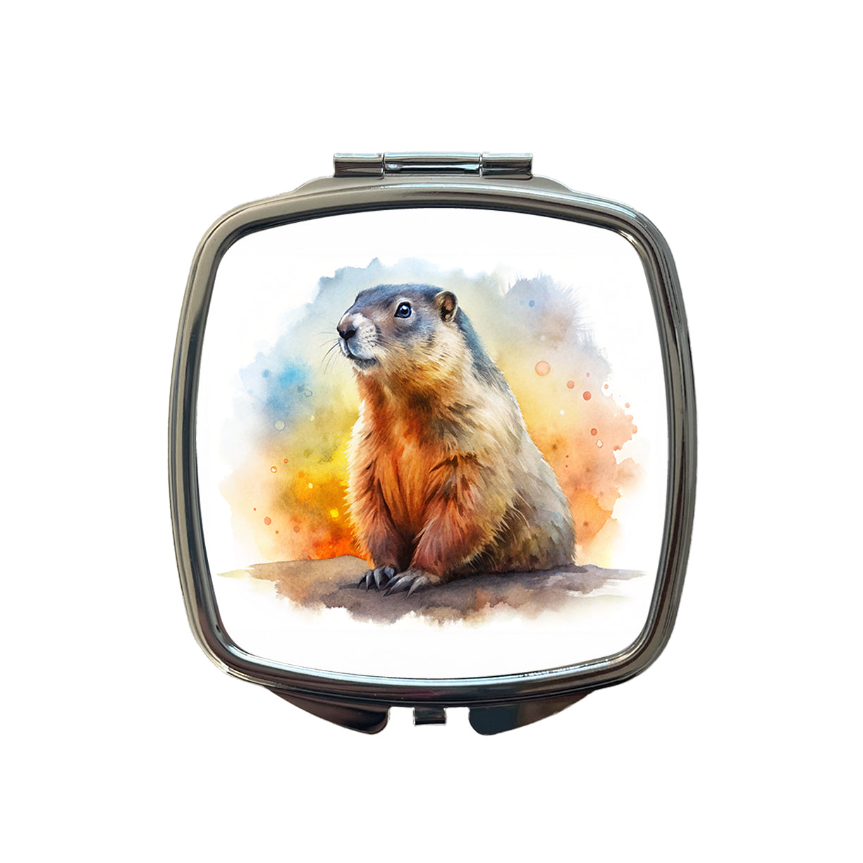 Groundhog Watercolor Small Travel Purse Handbag Pocket Makeup Compact Mirror