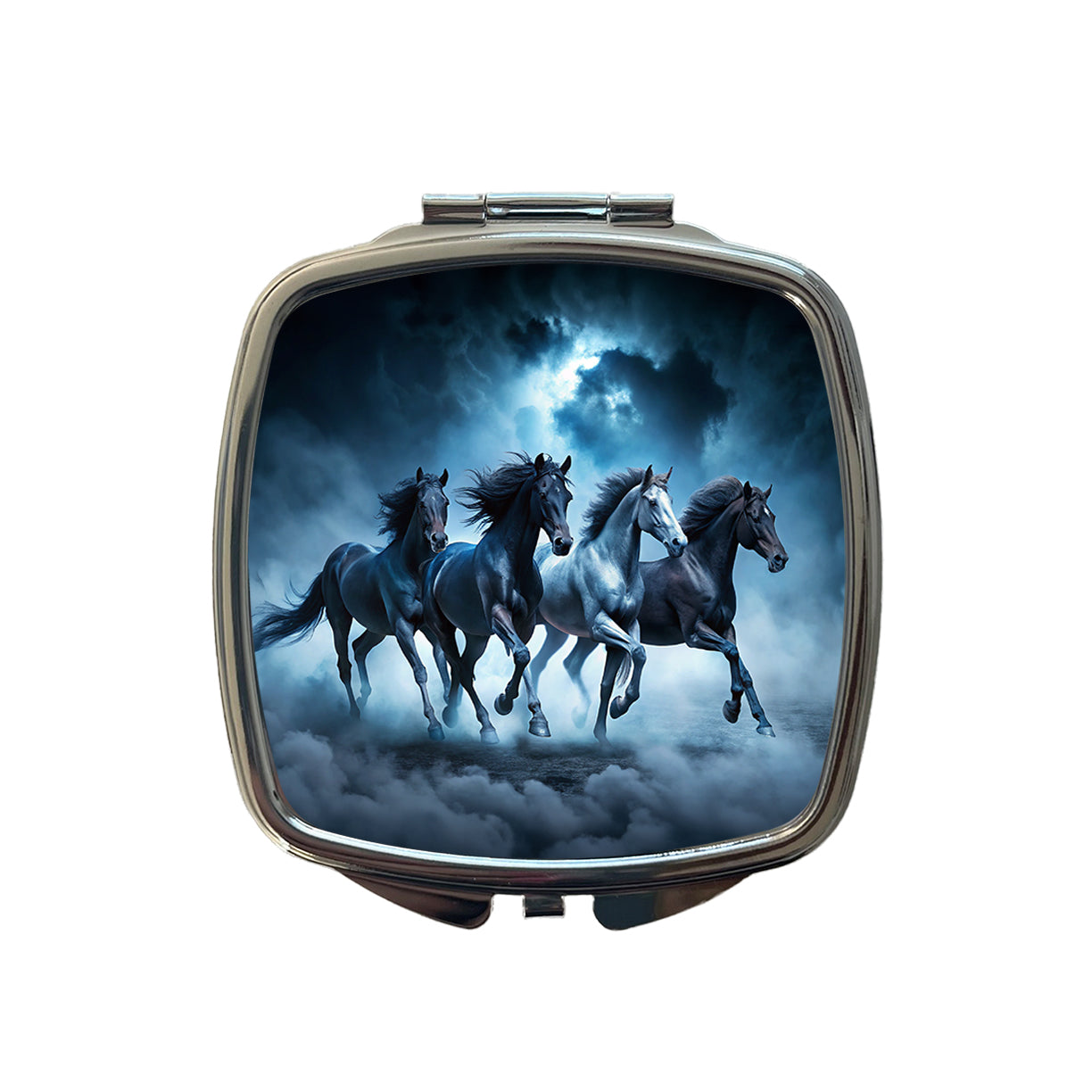 Horses Galloping Out Of The Night Mists Small Travel Purse Handbag Pocket Makeup Compact Mirror