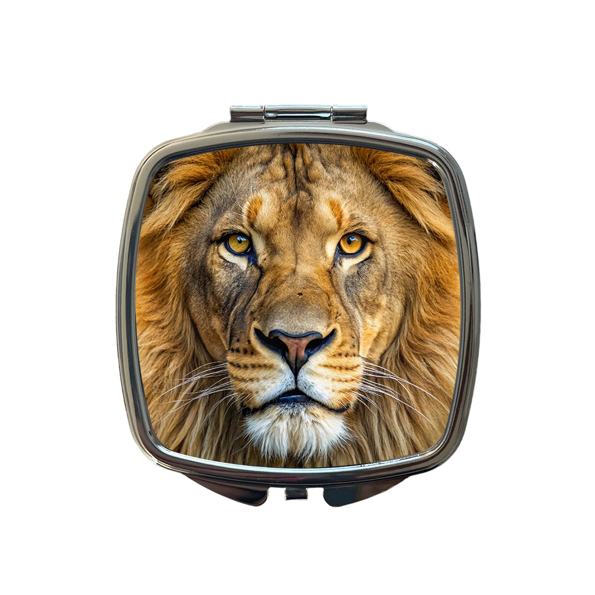 Lion Face Small Travel Purse Handbag Pocket Makeup Compact Mirror