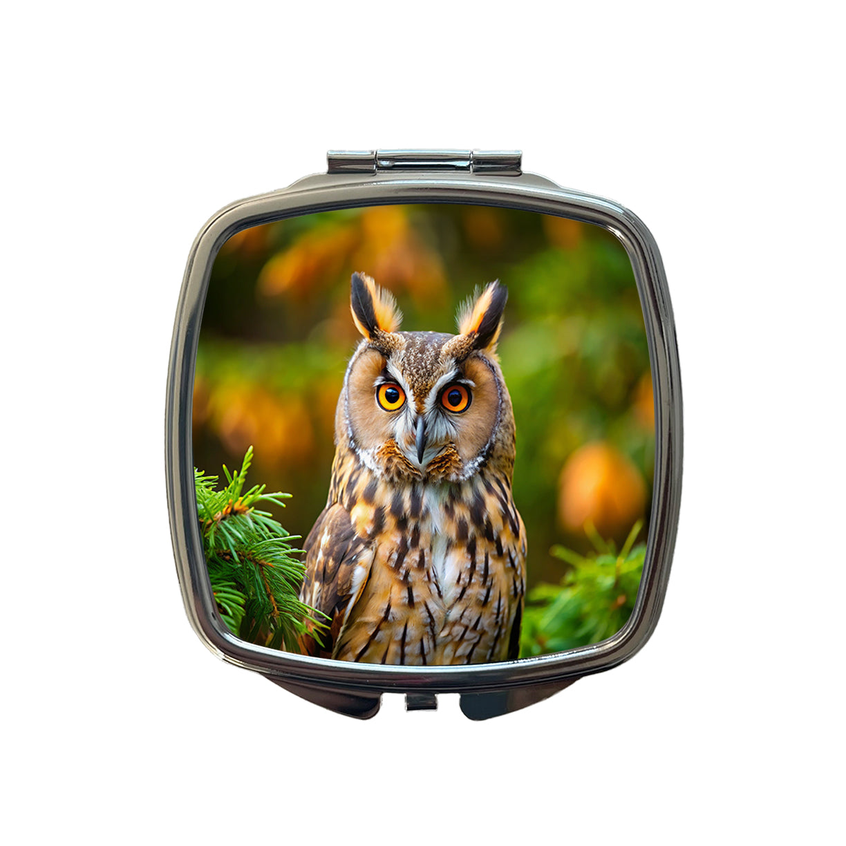 Long-Eared Owl Raptor Bird Of Prey Small Travel Purse Handbag Pocket Makeup Compact Mirror