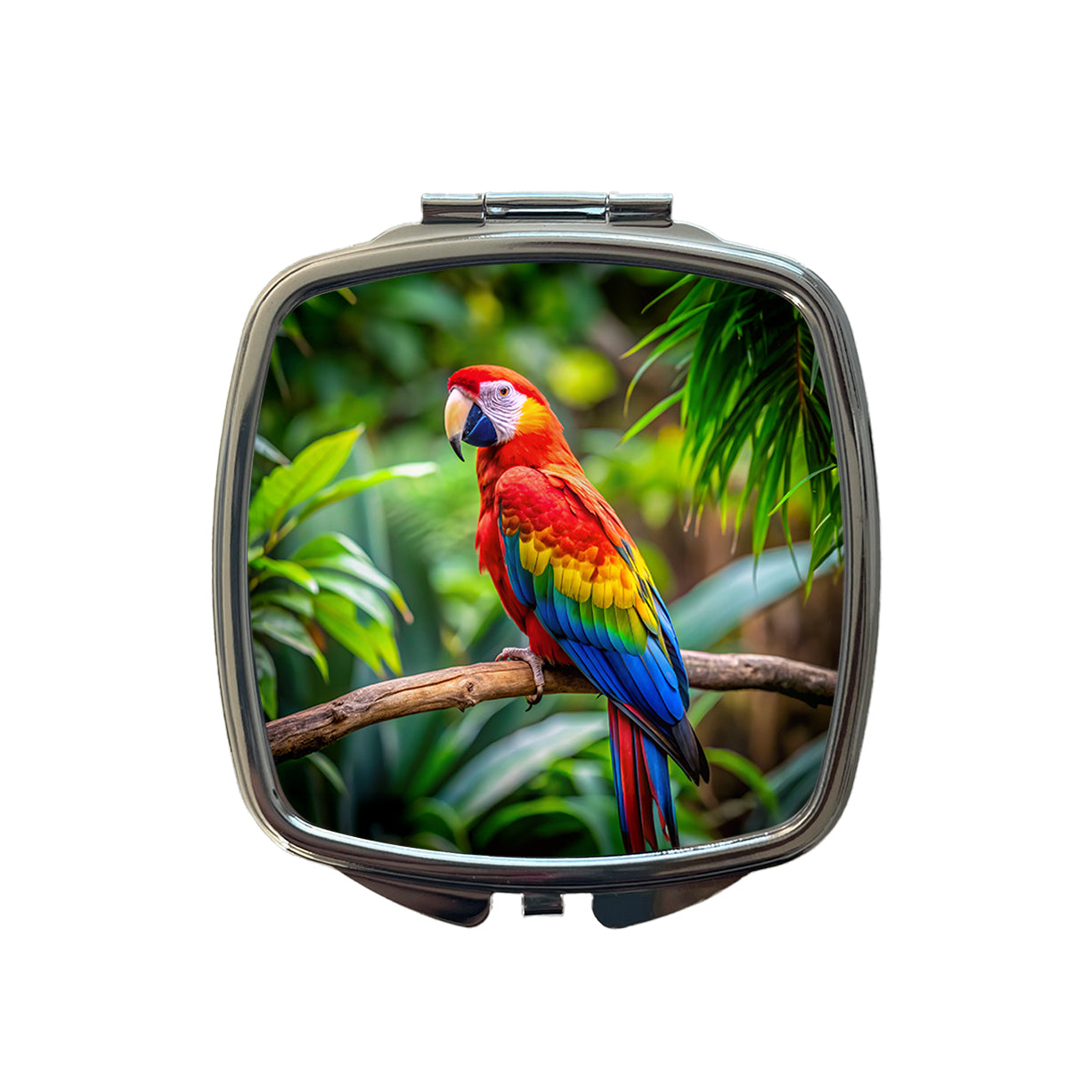 Macaw Parrot Bird On Branch Small Travel Purse Handbag Pocket Makeup Compact Mirror
