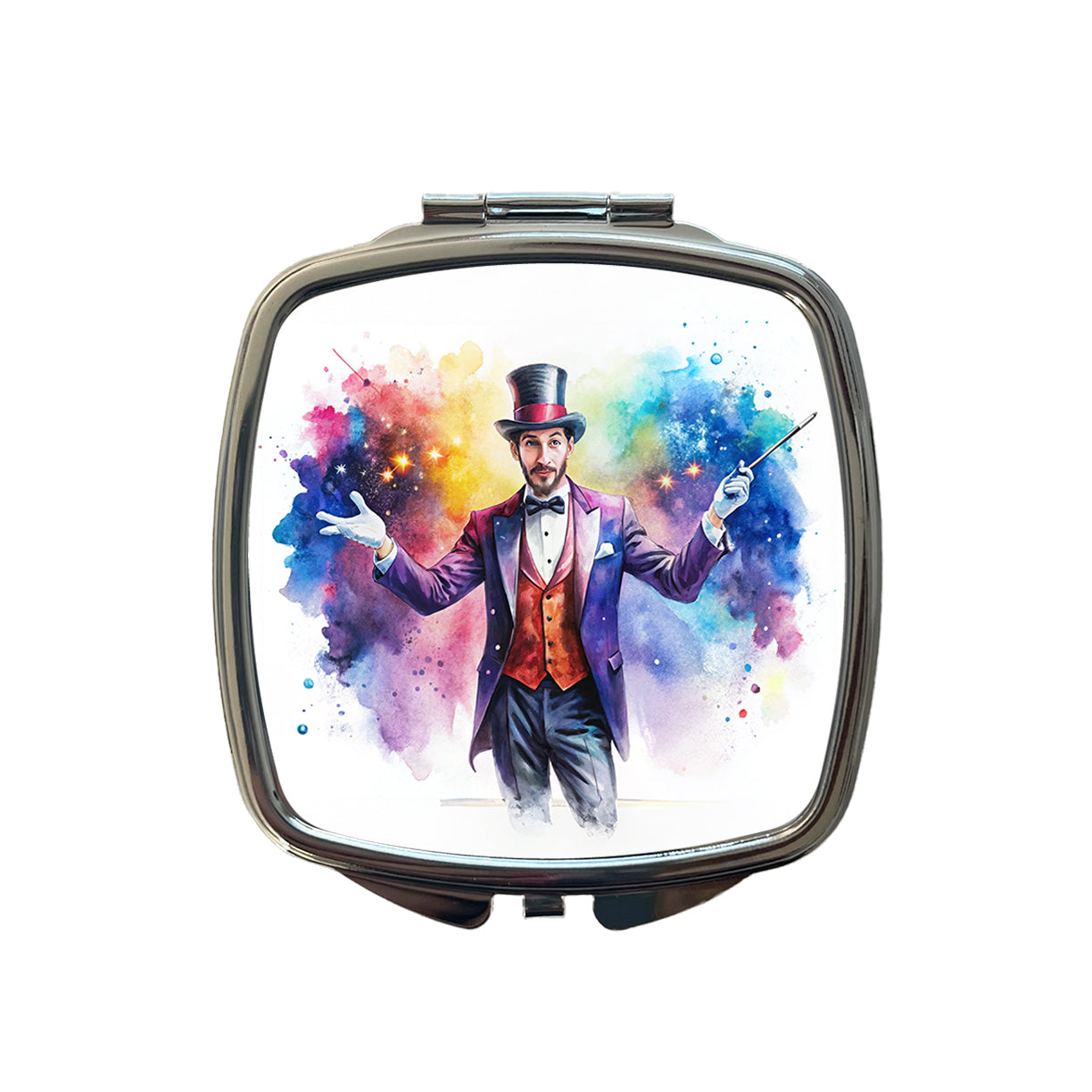 Magician Magic Watercolor Small Travel Purse Handbag Pocket Makeup Compact Mirror