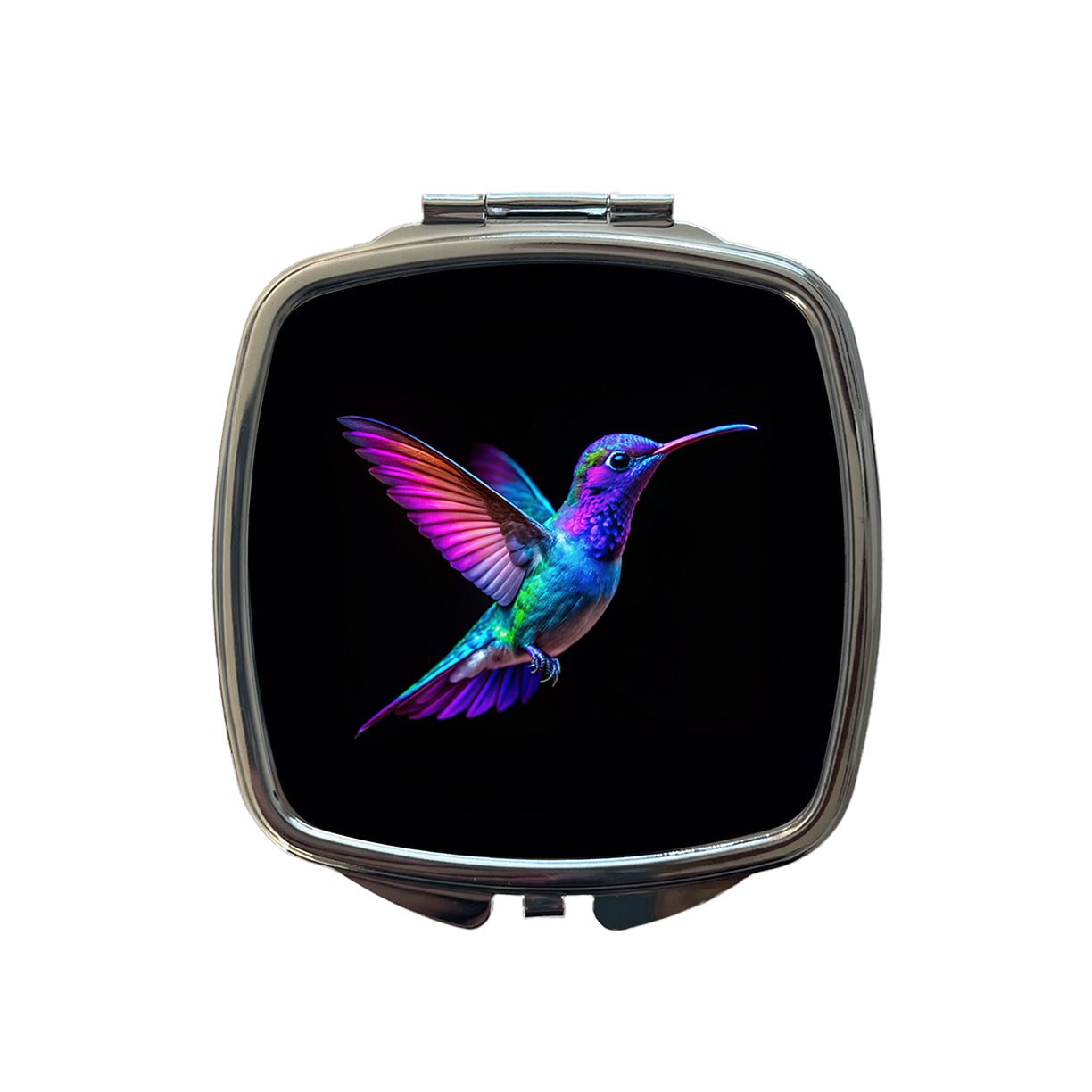 Neon Purple Blue Hummingbird Small Travel Purse Handbag Pocket Makeup Compact Mirror