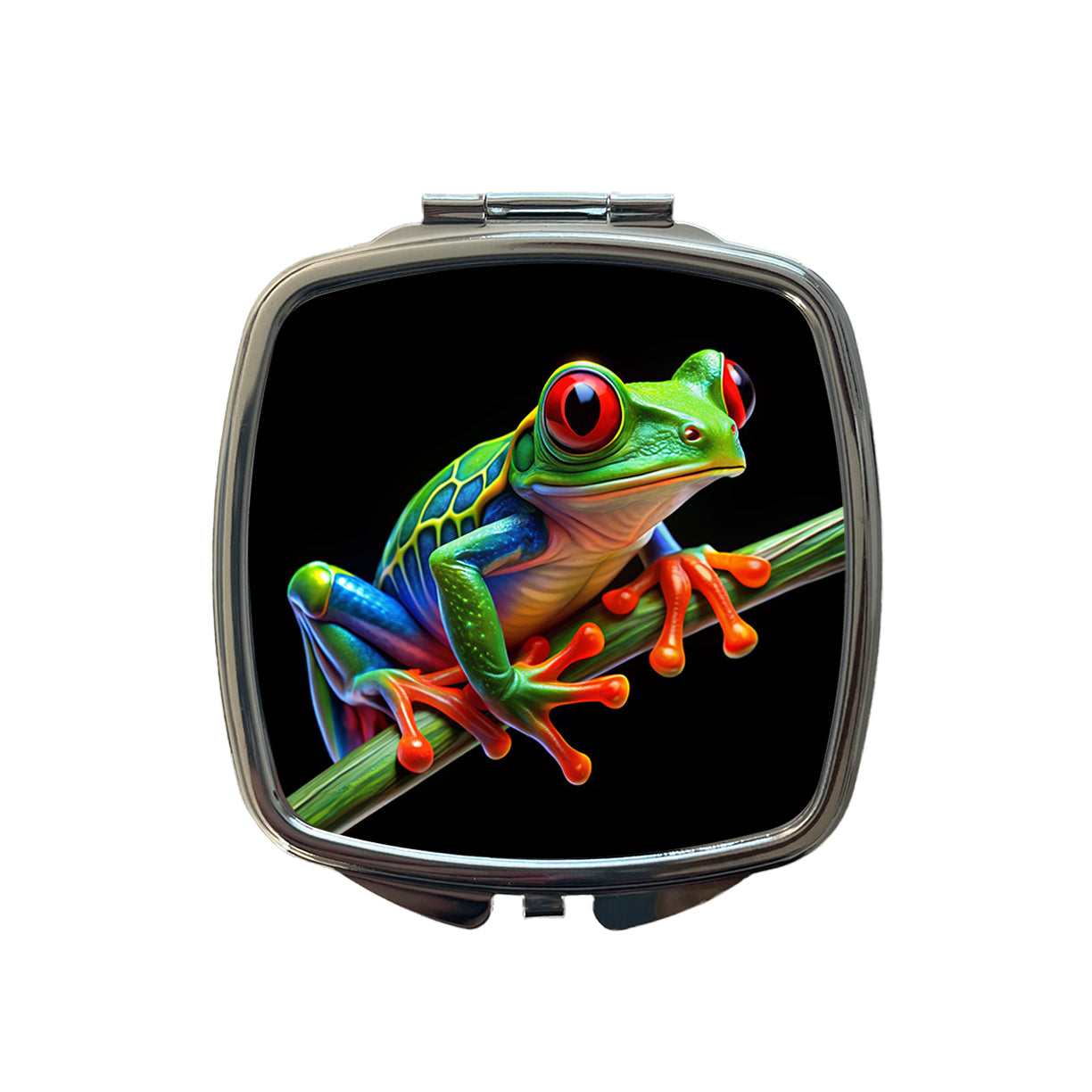 Neon Red-Eyed Tree Frog Small Travel Purse Handbag Pocket Makeup Compact Mirror