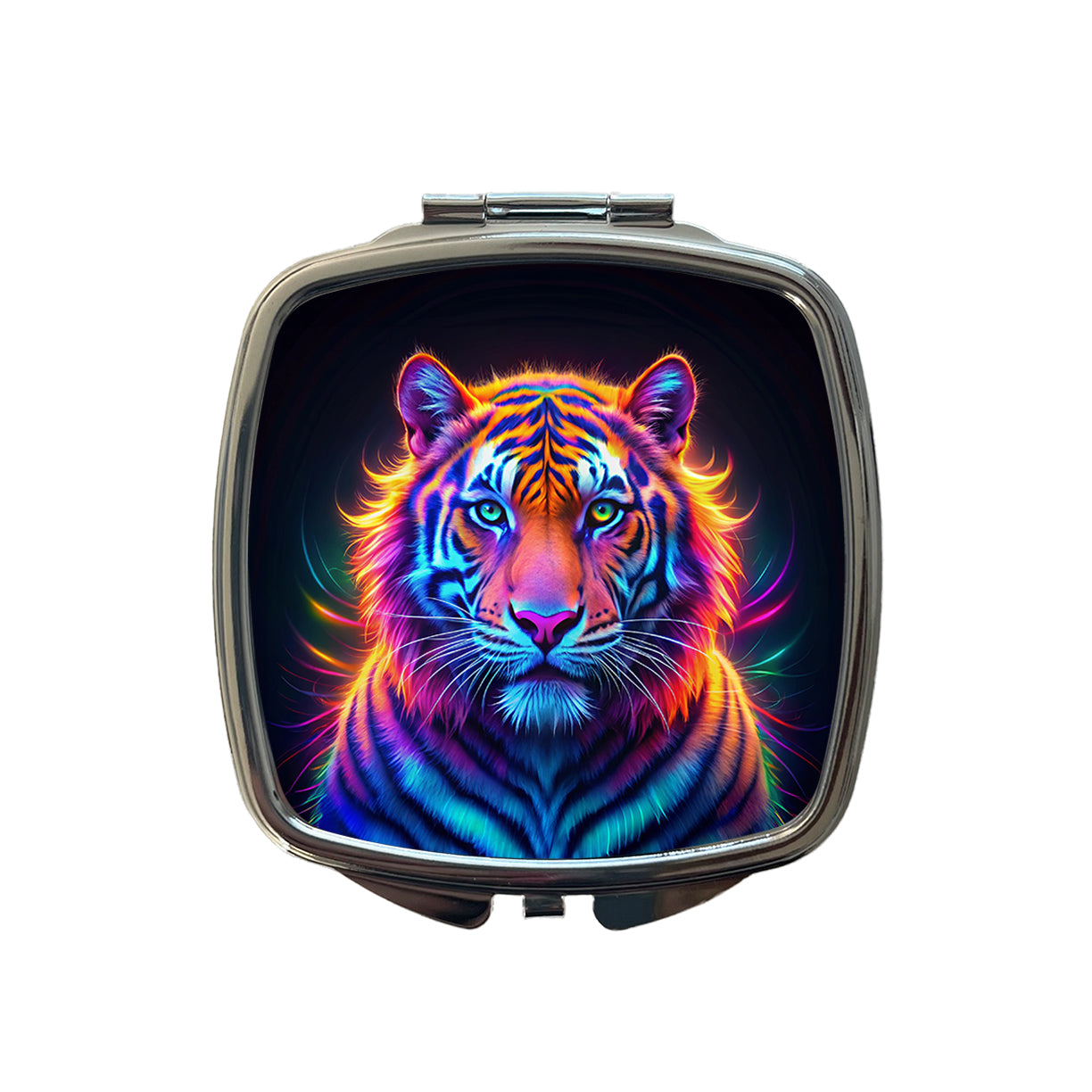 Neon Tiger Small Travel Purse Handbag Pocket Makeup Compact Mirror