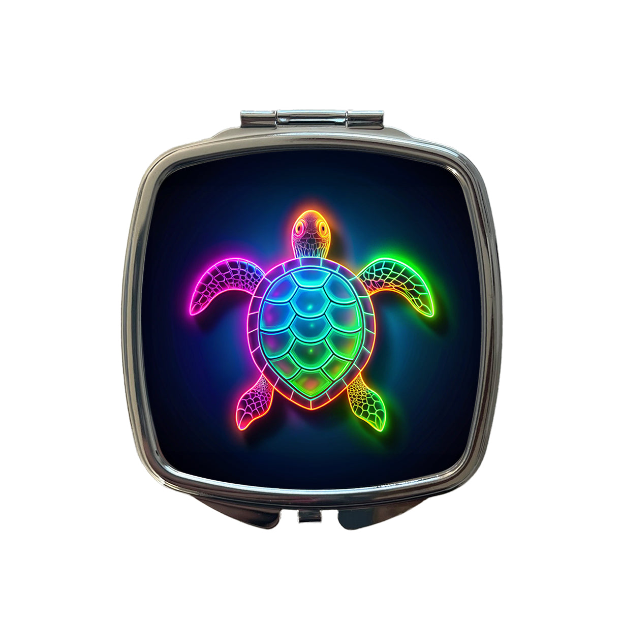 Neon Turtle Small Travel Purse Handbag Pocket Makeup Compact Mirror