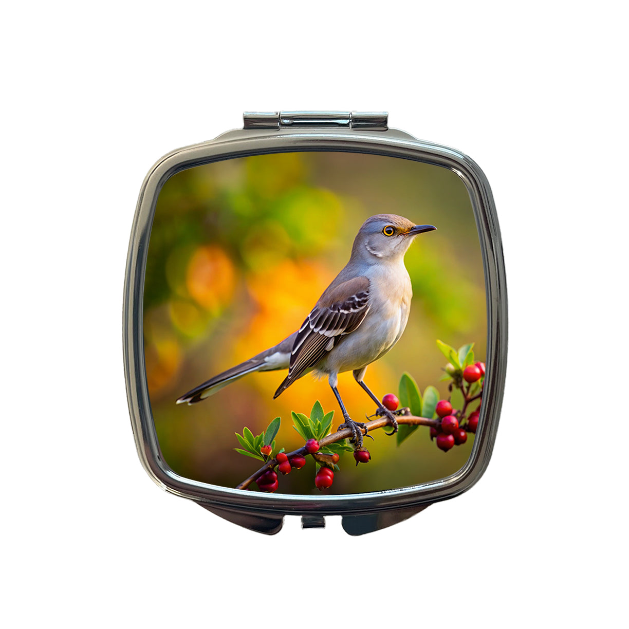 Northern Mockingbird Backyard Bird Small Travel Purse Handbag Pocket Makeup Compact Mirror