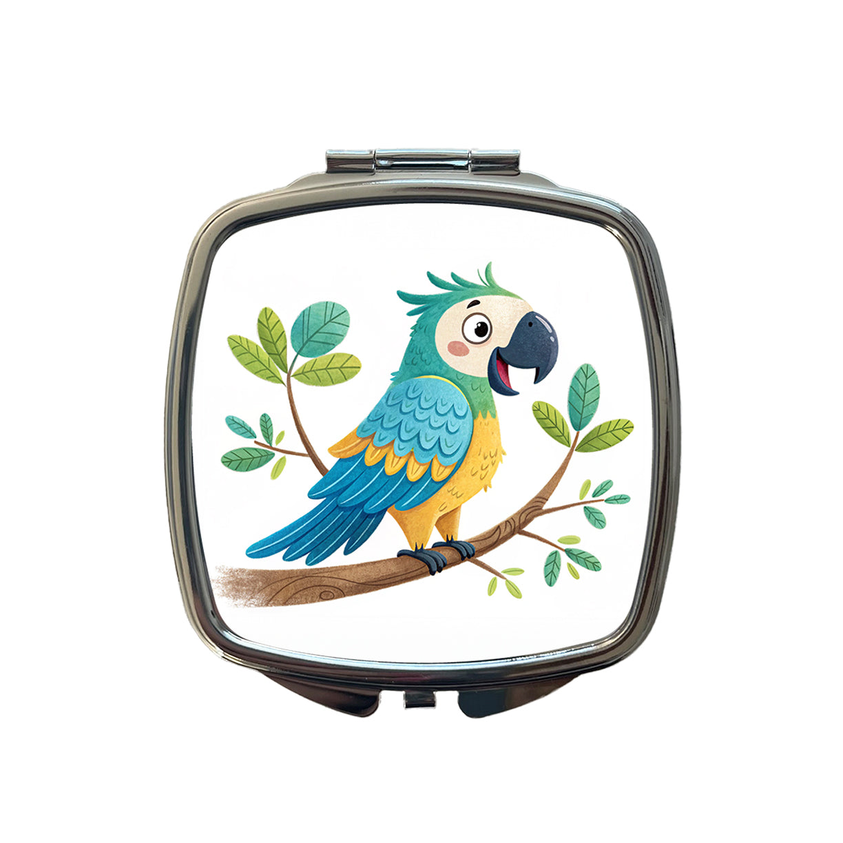 Parrot Children's Illustration Style Small Travel Purse Handbag Pocket Makeup Compact Mirror