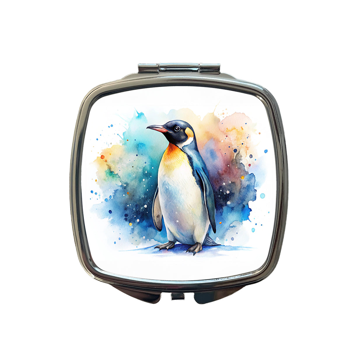 Penguin Watercolor Small Travel Purse Handbag Pocket Makeup Compact Mirror