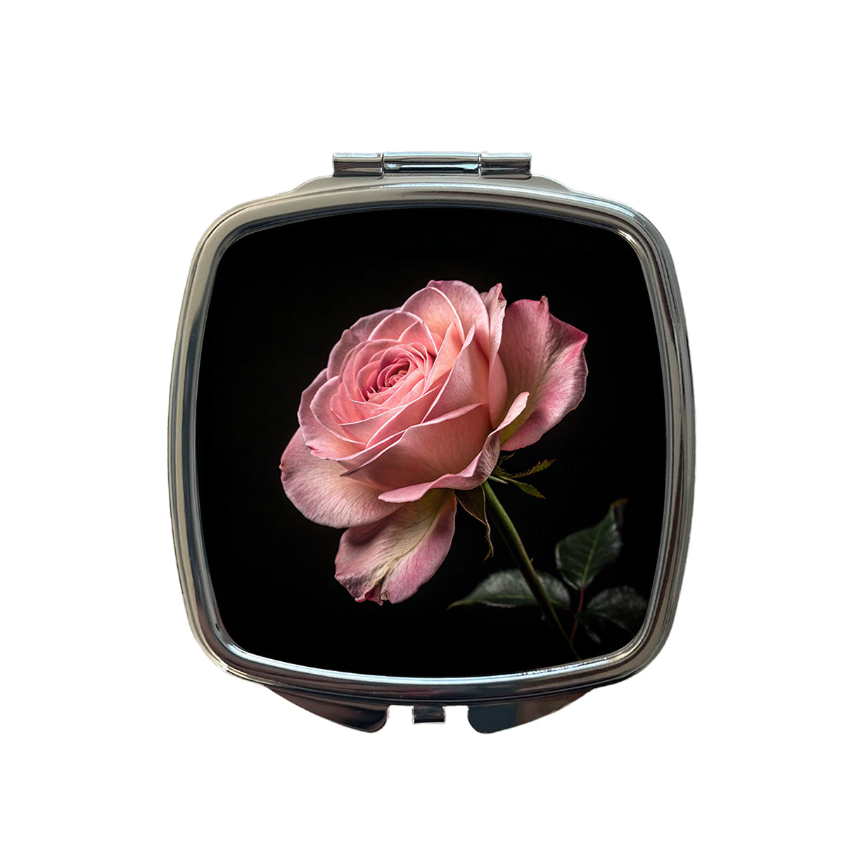 Pink Rose Small Travel Purse Handbag Pocket Makeup Compact Mirror
