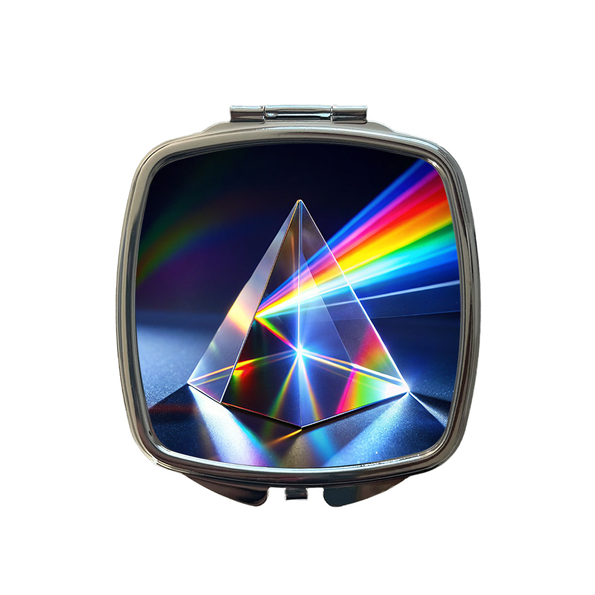 Pyramid Prism Refracted Rainbow Small Travel Purse Handbag Pocket Makeup Compact Mirror