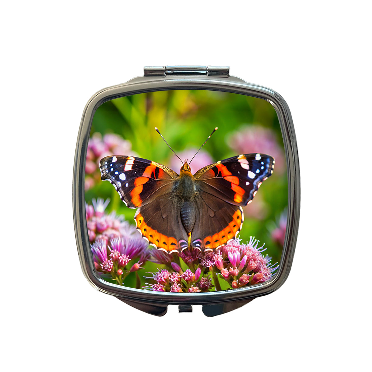Red Admiral Butterfly Small Travel Purse Handbag Pocket Makeup Compact Mirror