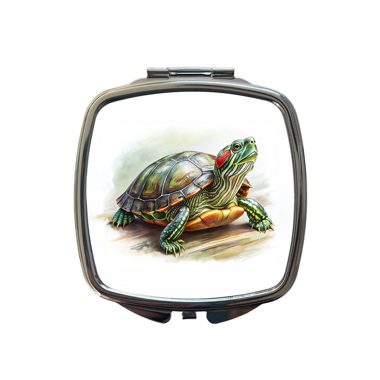 Red Eared Slider Turtle Watercolor Small Travel Purse Handbag Pocket Makeup Compact Mirror