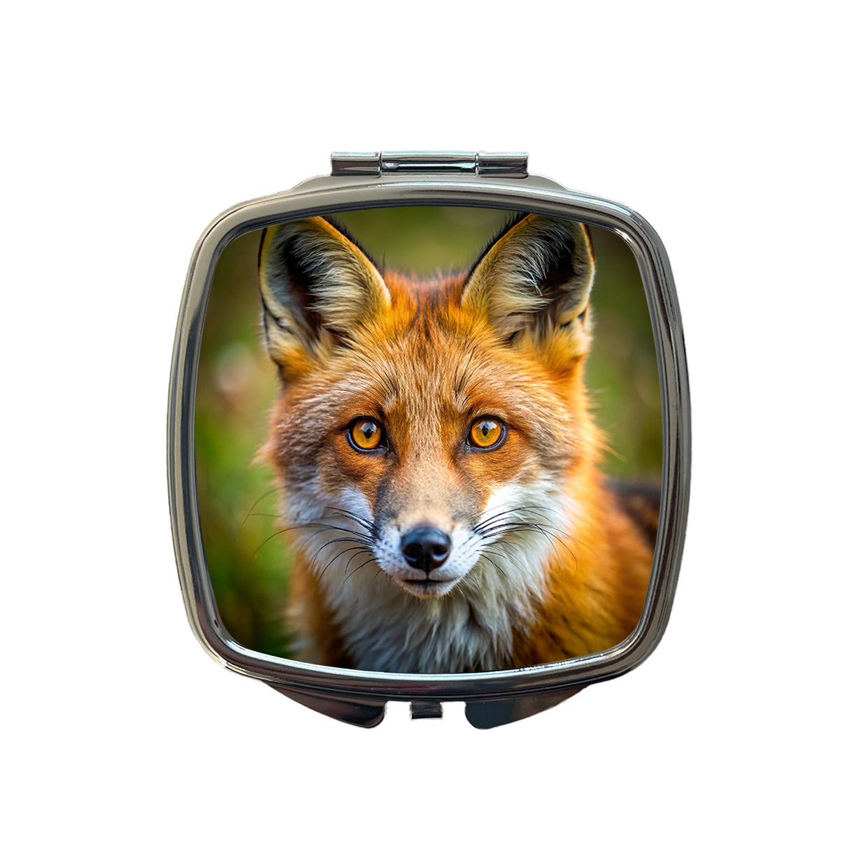 Red Fox Face Small Travel Purse Handbag Pocket Makeup Compact Mirror