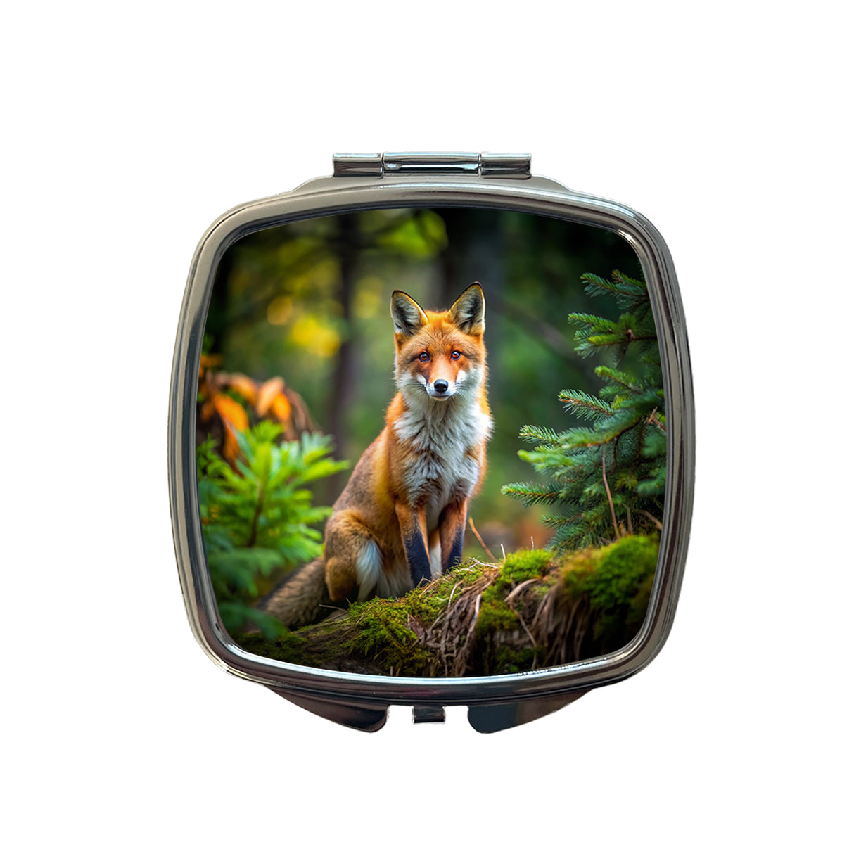 Red Fox In Forest Small Travel Purse Handbag Pocket Makeup Compact Mirror