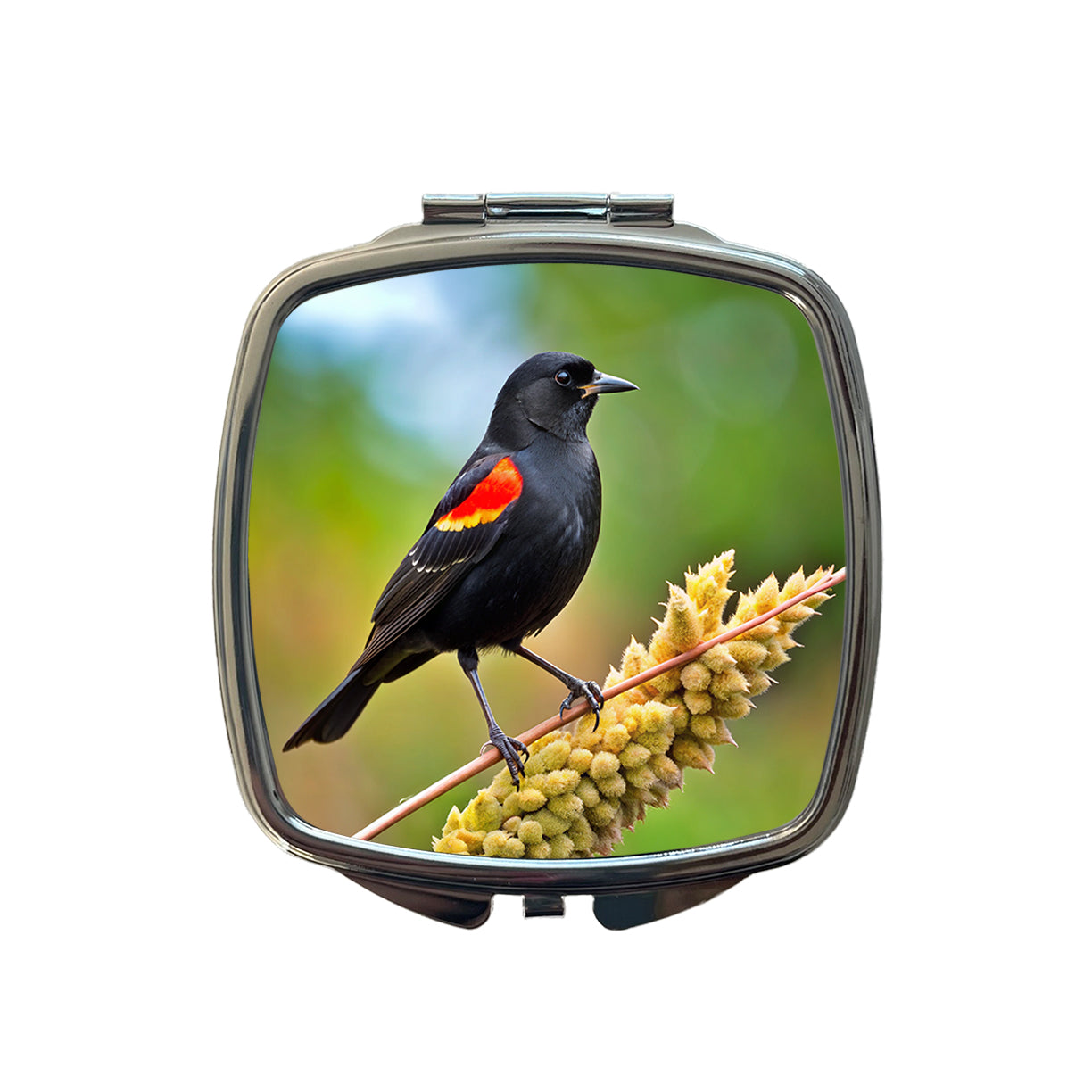 Red Winged Blackbird Backyard Bird Small Travel Purse Handbag Pocket Makeup Compact Mirror