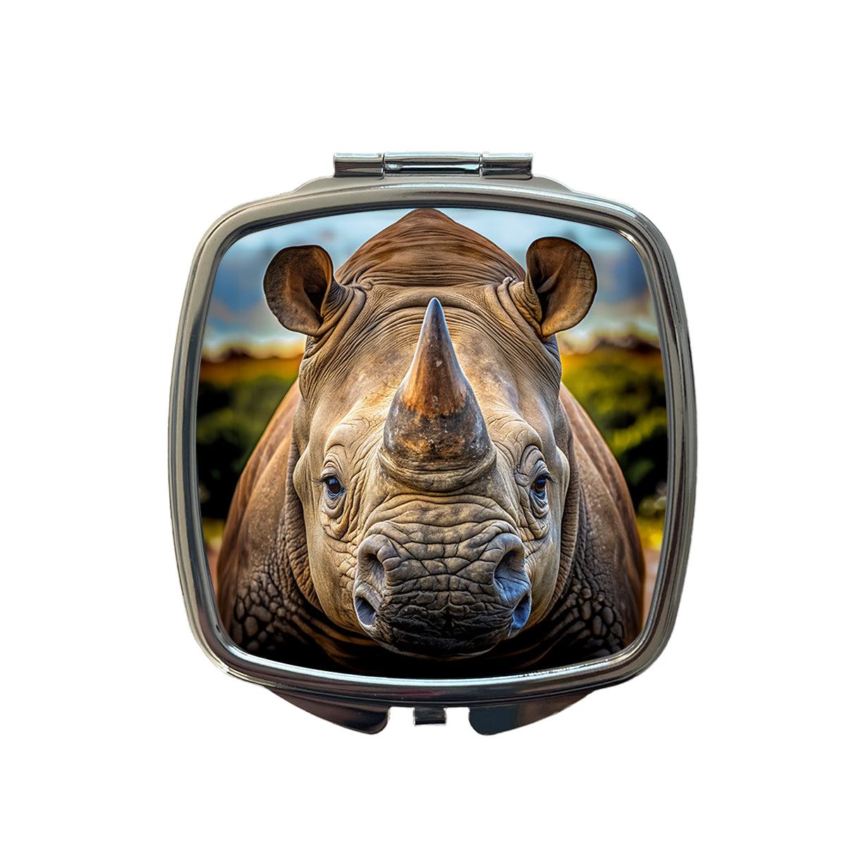 Rhinoceros Face Small Travel Purse Handbag Pocket Makeup Compact Mirror