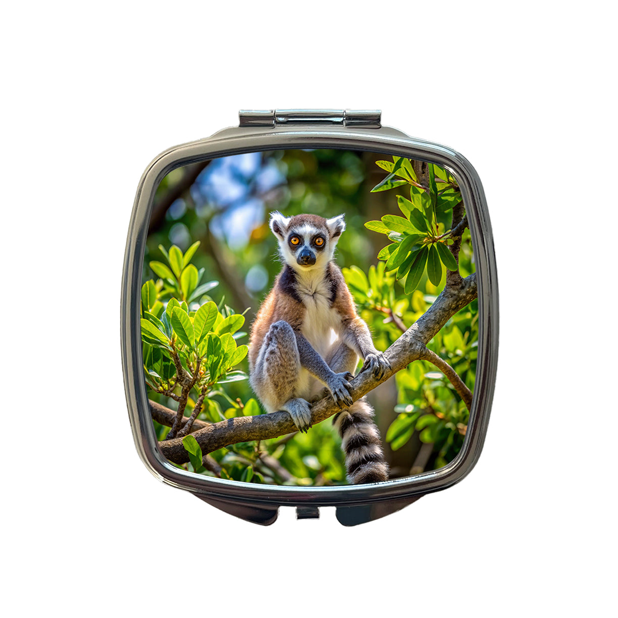 Ring-Tailed Lemur In Tree Small Travel Purse Handbag Pocket Makeup Compact Mirror