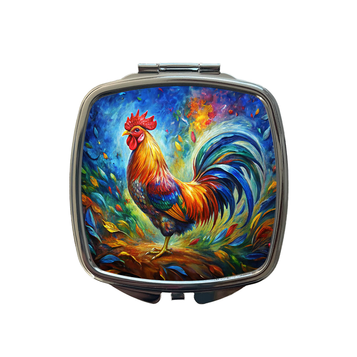 Rooster Abstract Art Small Travel Purse Handbag Pocket Makeup Compact Mirror