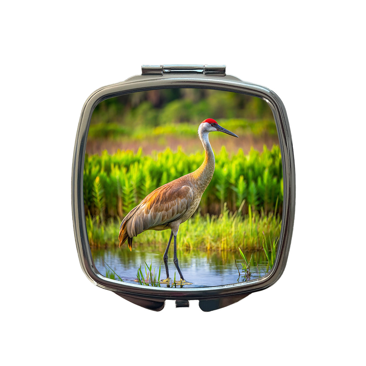 Sandhill Crane Small Travel Purse Handbag Pocket Makeup Compact Mirror